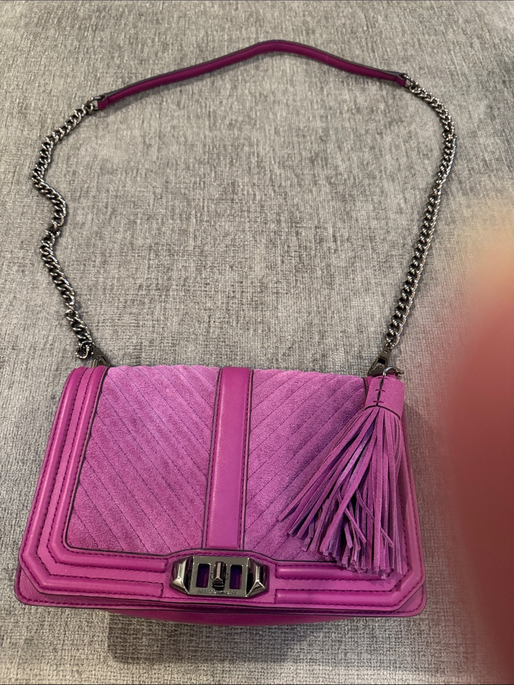 Rebecca Minkoff Love Crossbody Bag, pink suede PREOWNED